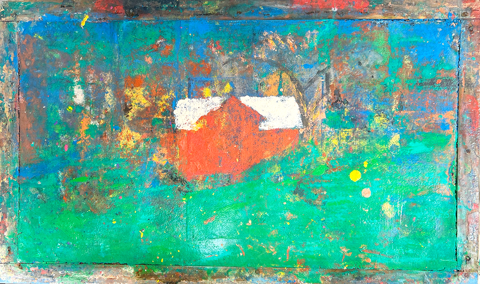 Chadds Ford Barn, a clay monoprint by Andrew T. Smith