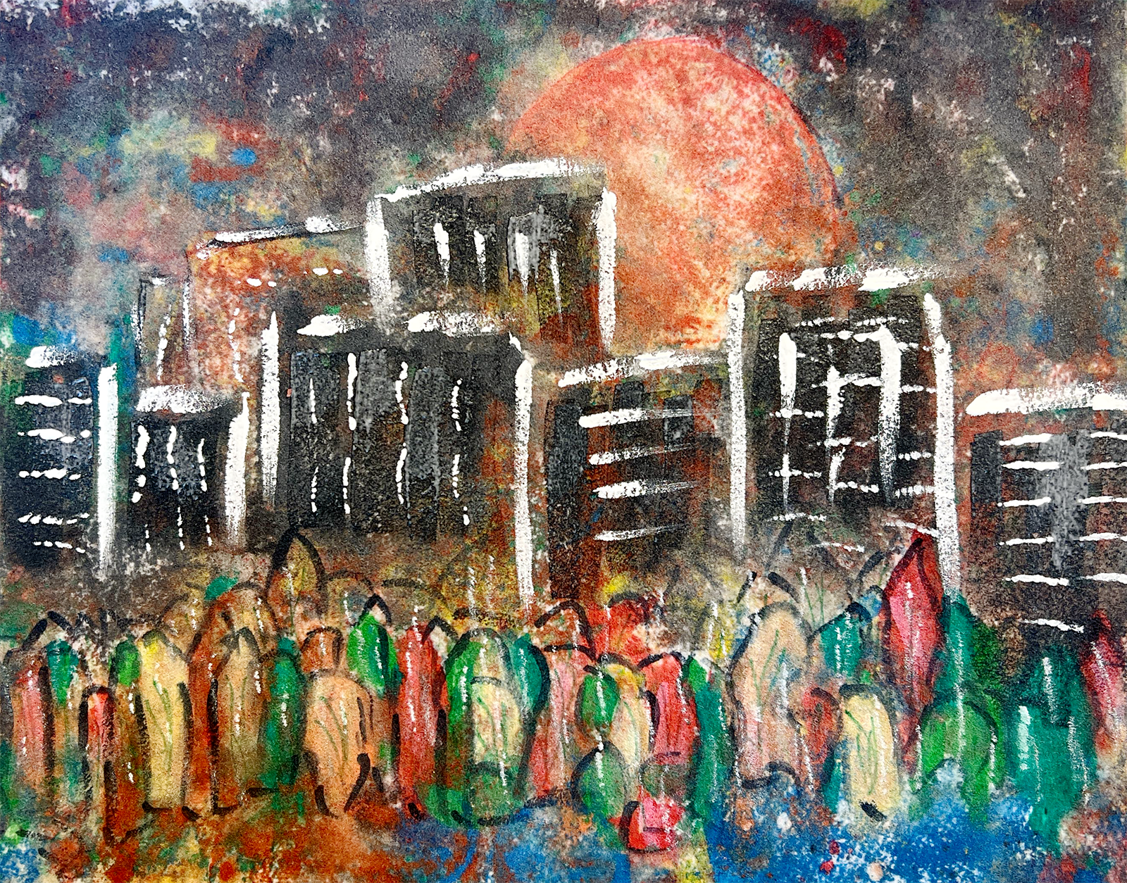 City’s Edge, a geometric clay monoprint by Andrew T. Smith